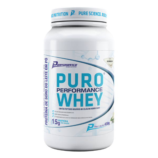 Puro Whey Protein 400g - Whey Concentrado e Peptídeos Bioativos do Colágeno Hidrolisado